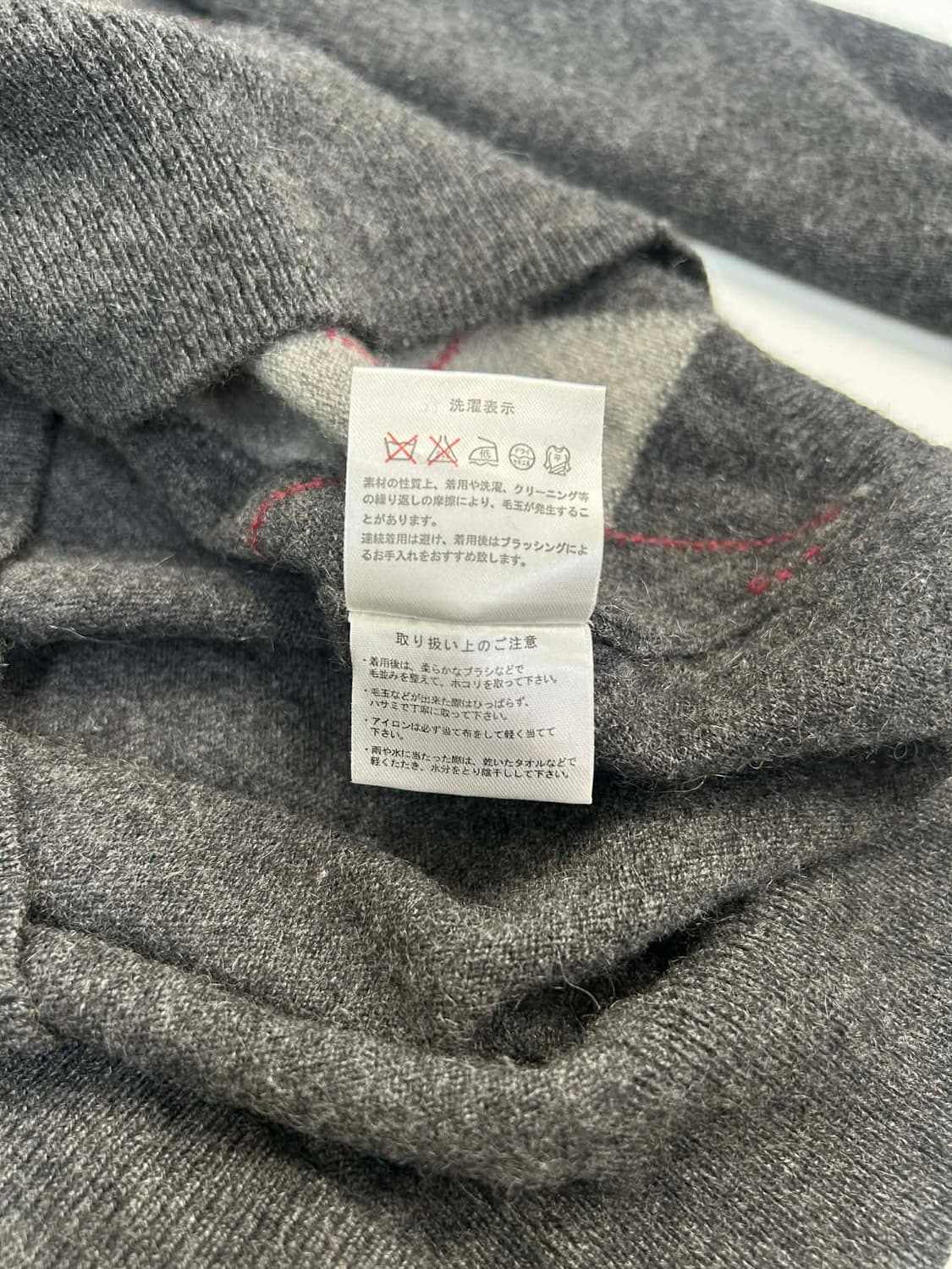 Japanesevintage 캐시미어100%  아가일 브이넥 니트 상품이미지7