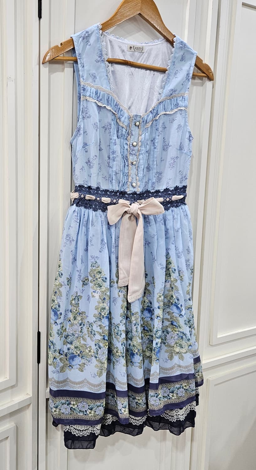 액시즈팜 플라워 리본 원피스 하늘색 상품이미지2