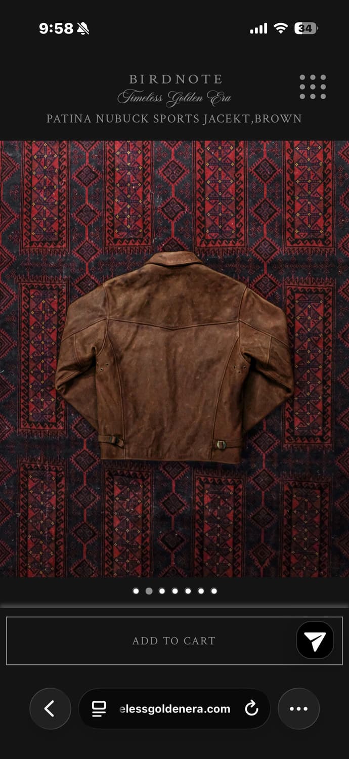 버드노트 누벅 파티나 스포츠 레더자켓, 브라운 44 상품이미지2