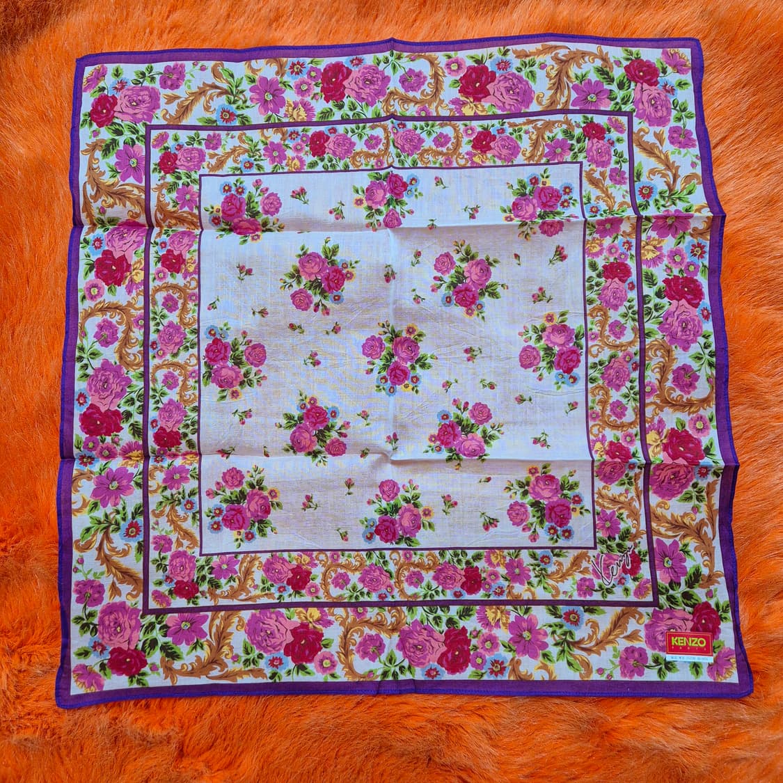 KENZO 겐조 플라워 패턴 손수건 쁘띠 스카프 새상품 상품이미지1