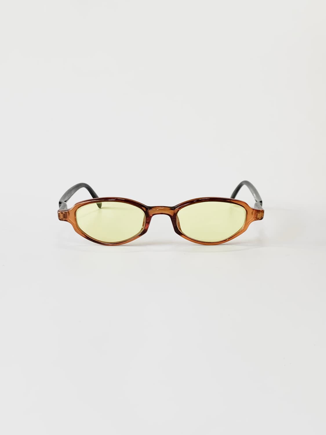 [픽키-654] 옐로 틴트 오벌 선글라스 브라운 클리어 아세테이트 데 상품이미지1