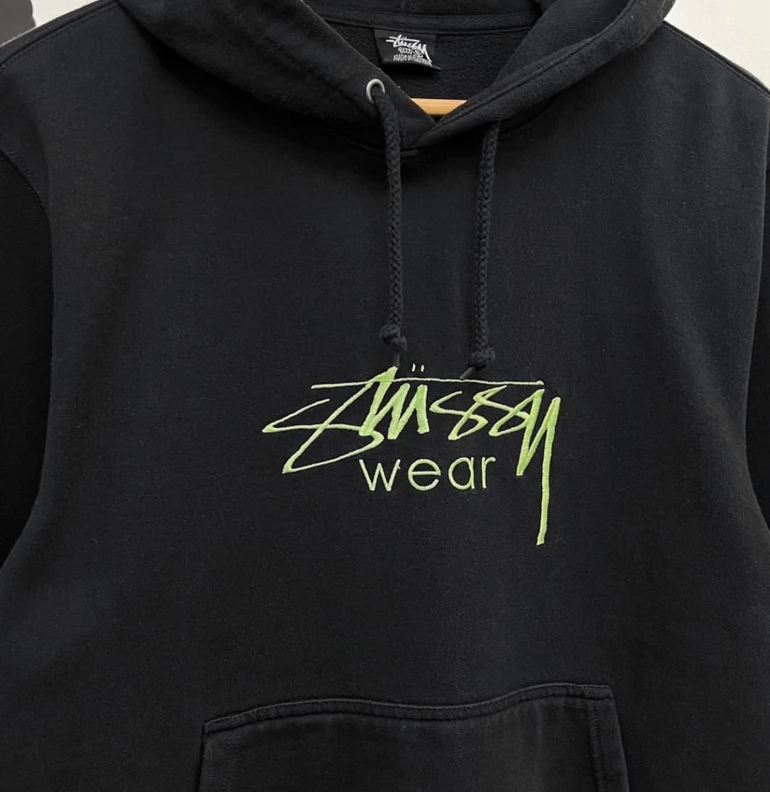 스투시 스탁로고 엠브로이더드  후드 후디 블랙 L사이즈 상품이미지4