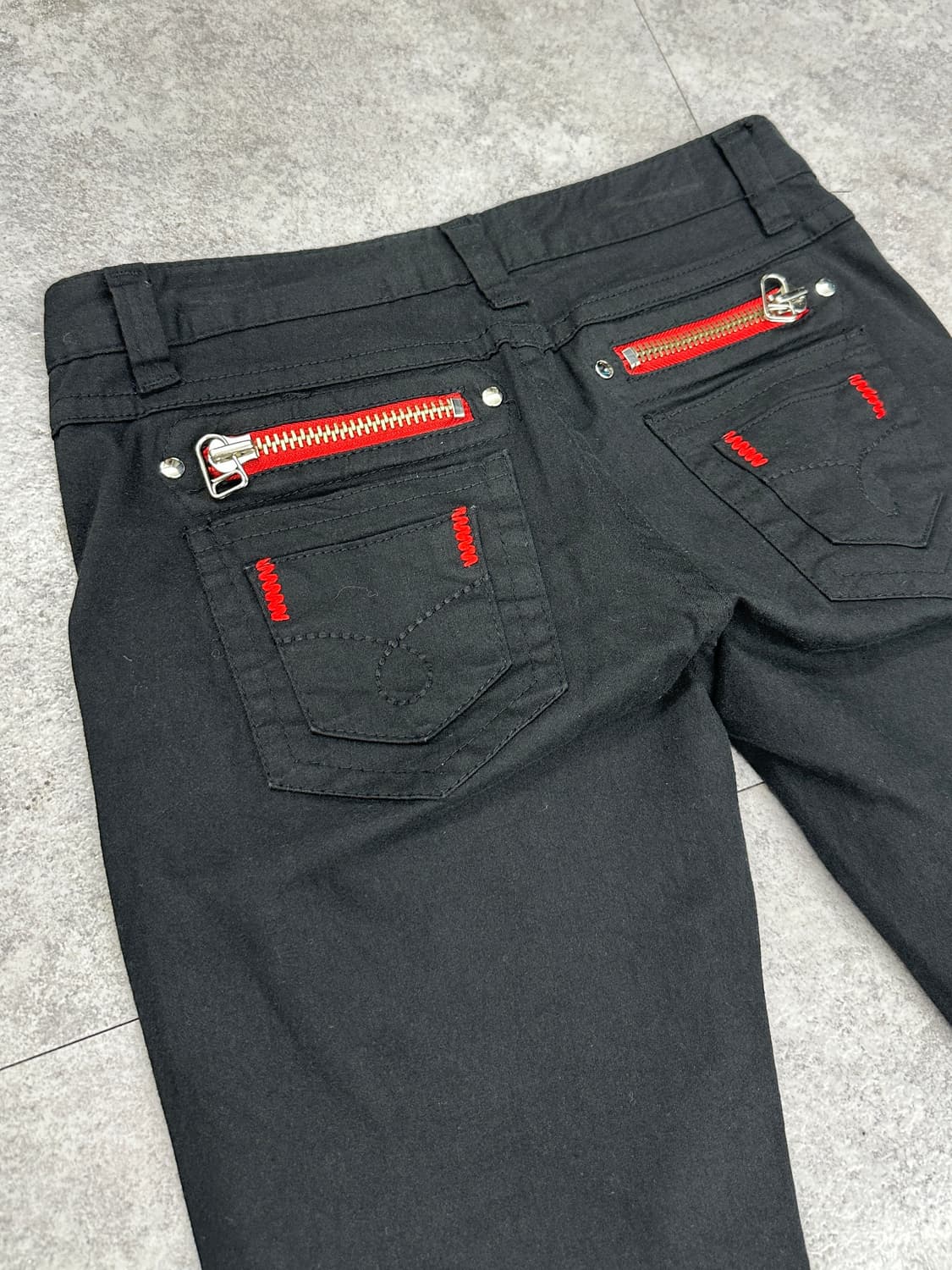 Vintage red point black flare cut pants 상품이미지2
