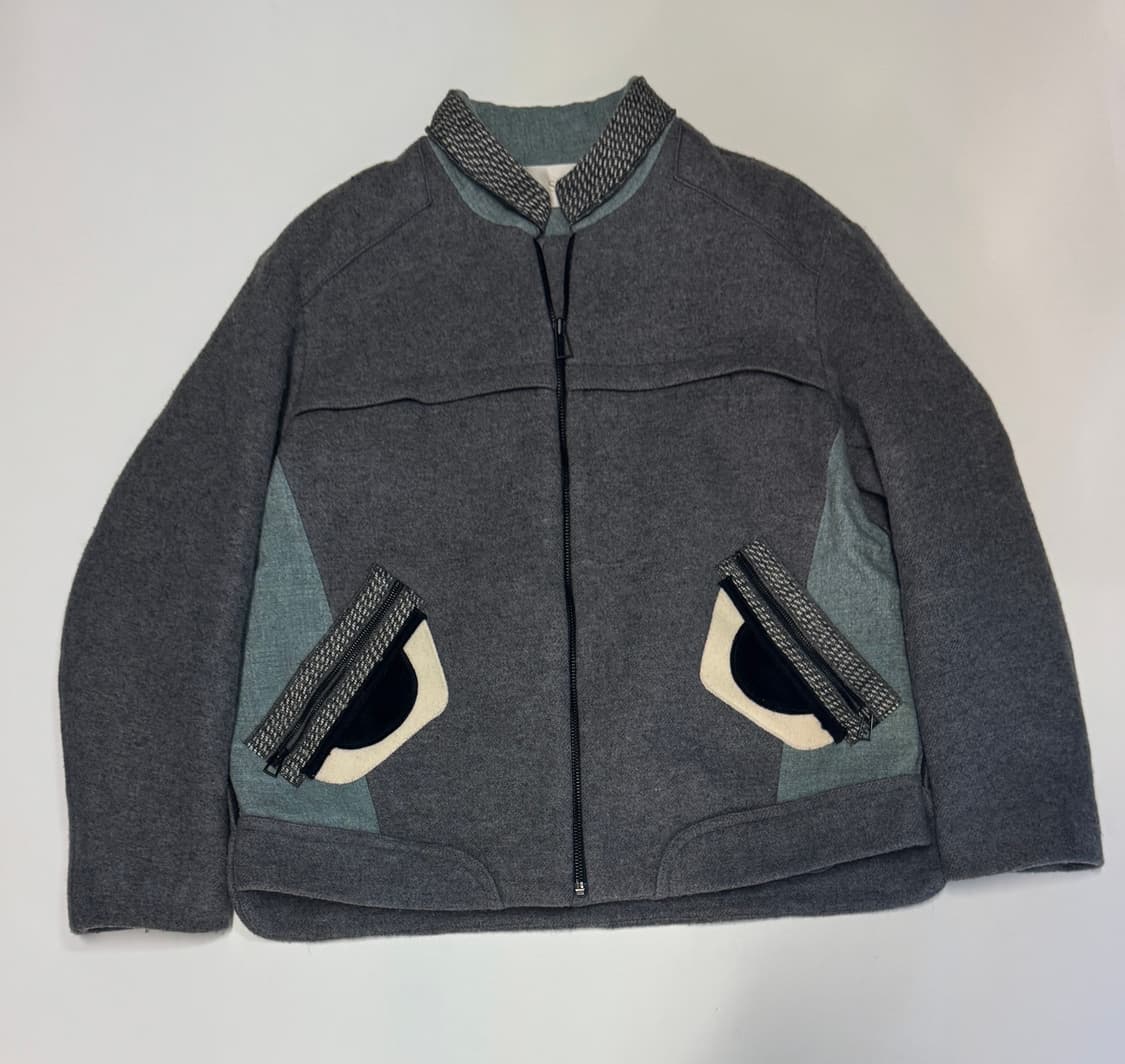 여성 한섬 SJSJ 캐시미어 혼용 패턴 집업 자켓 상품이미지1