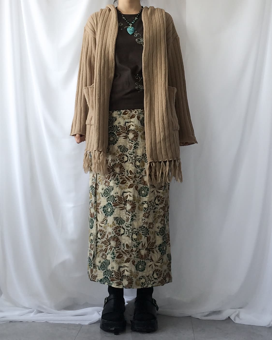 Fringe woolen knit hood open cardigan 상품이미지7