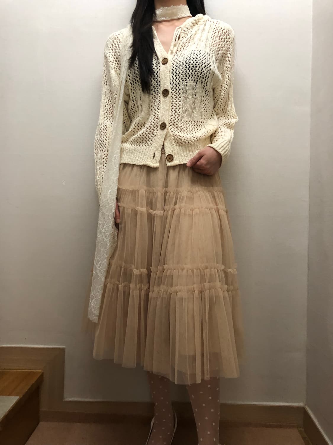 빈티지 애프리콧 프릴 스커트 상품이미지7