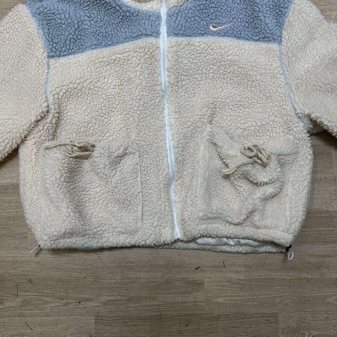 나이키 남여공용 배색 쉐르파 뽀글이 후리스 플리스 자켓 [크림] S/90 상품이미지3