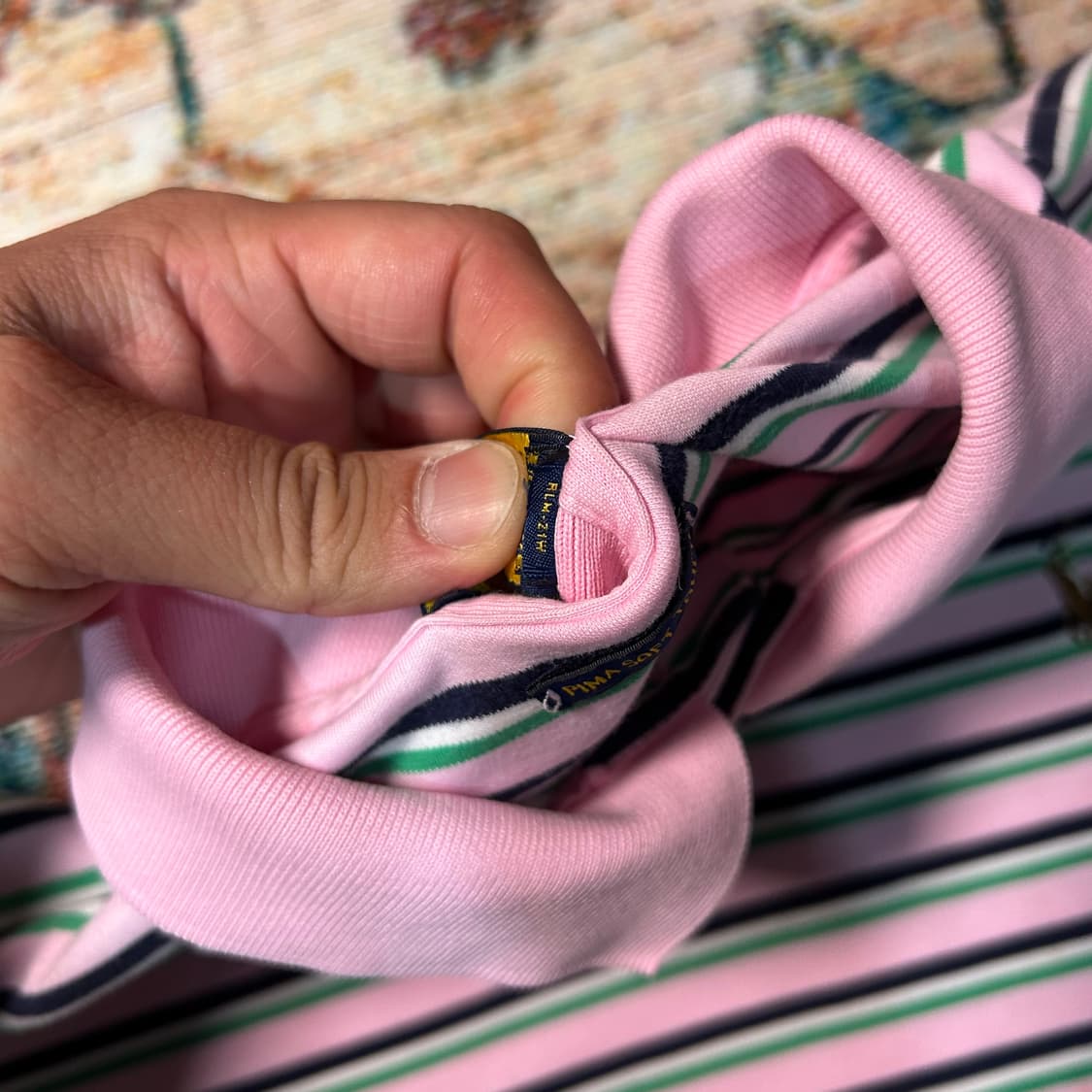 [XL] 폴로 랄프로렌 피마 소프트 터치 핑크 스트라이프 카라 반팔 상품이미지4