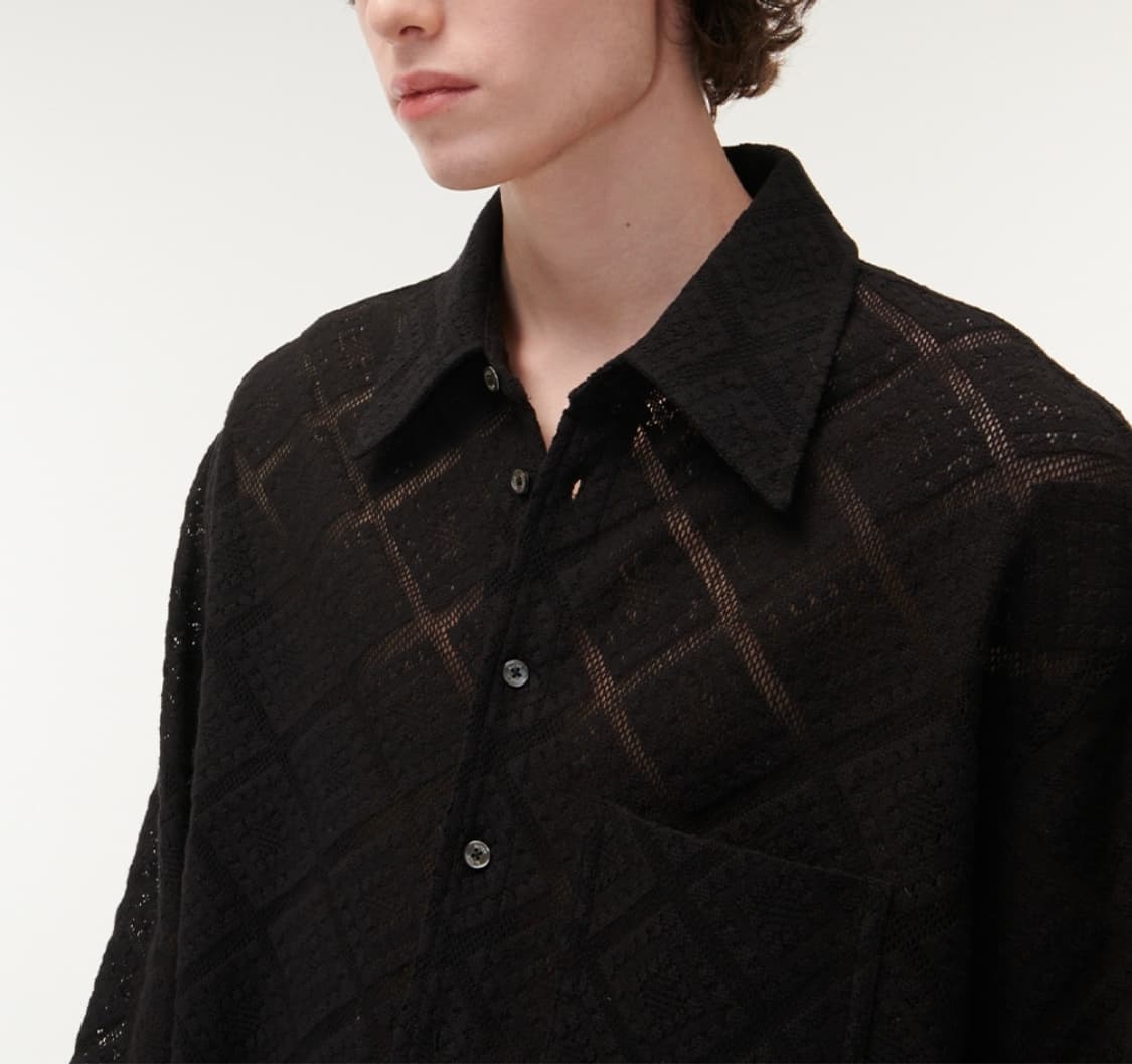 세터(Satur) 아가일 시스루 크로셰 셔츠  상품이미지1