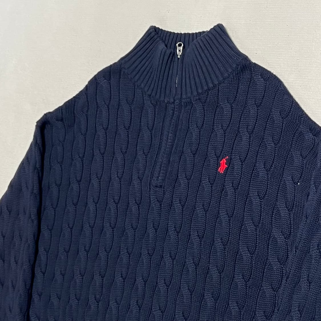 M 폴로랄프로렌 코튼 케이블 크롭 반집업 니트 상품이미지1