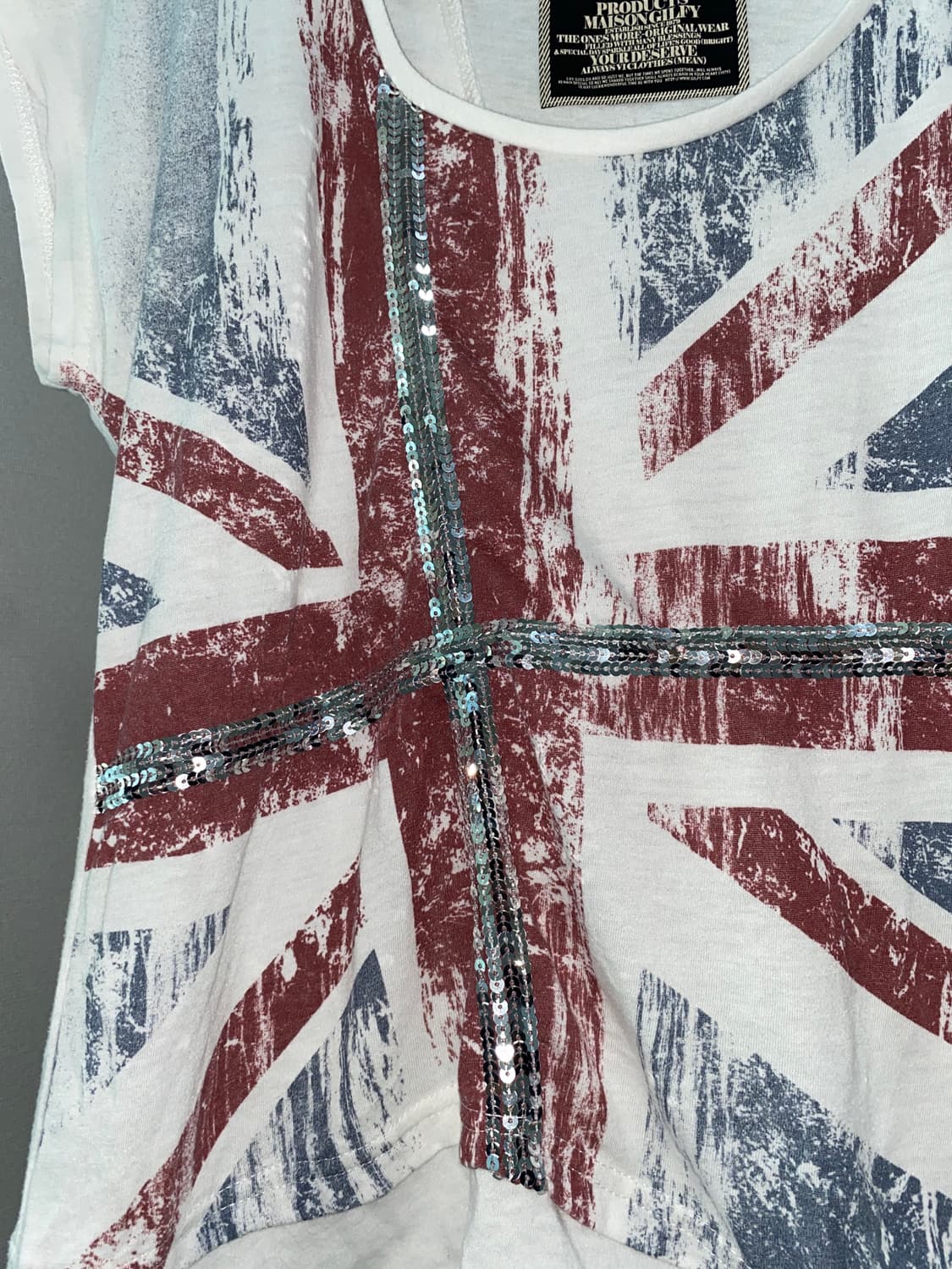 Union Jack Sequin Backless Slub Top 상품이미지6