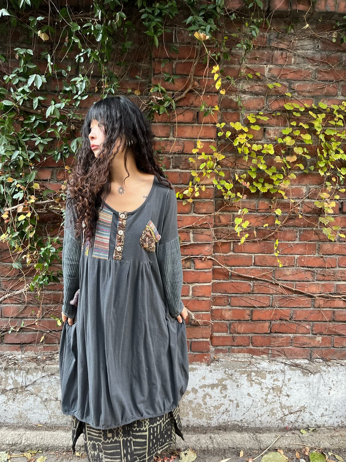 일본무드 패치 자수포인트 원피스 상품이미지2