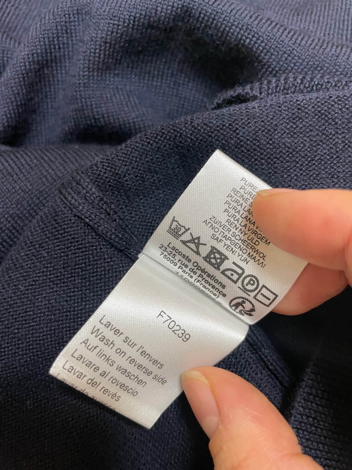 [택O새제품] 라코스테 FW 울100% 테니스 스웨터 - V넥 니트 네이 상품이미지8