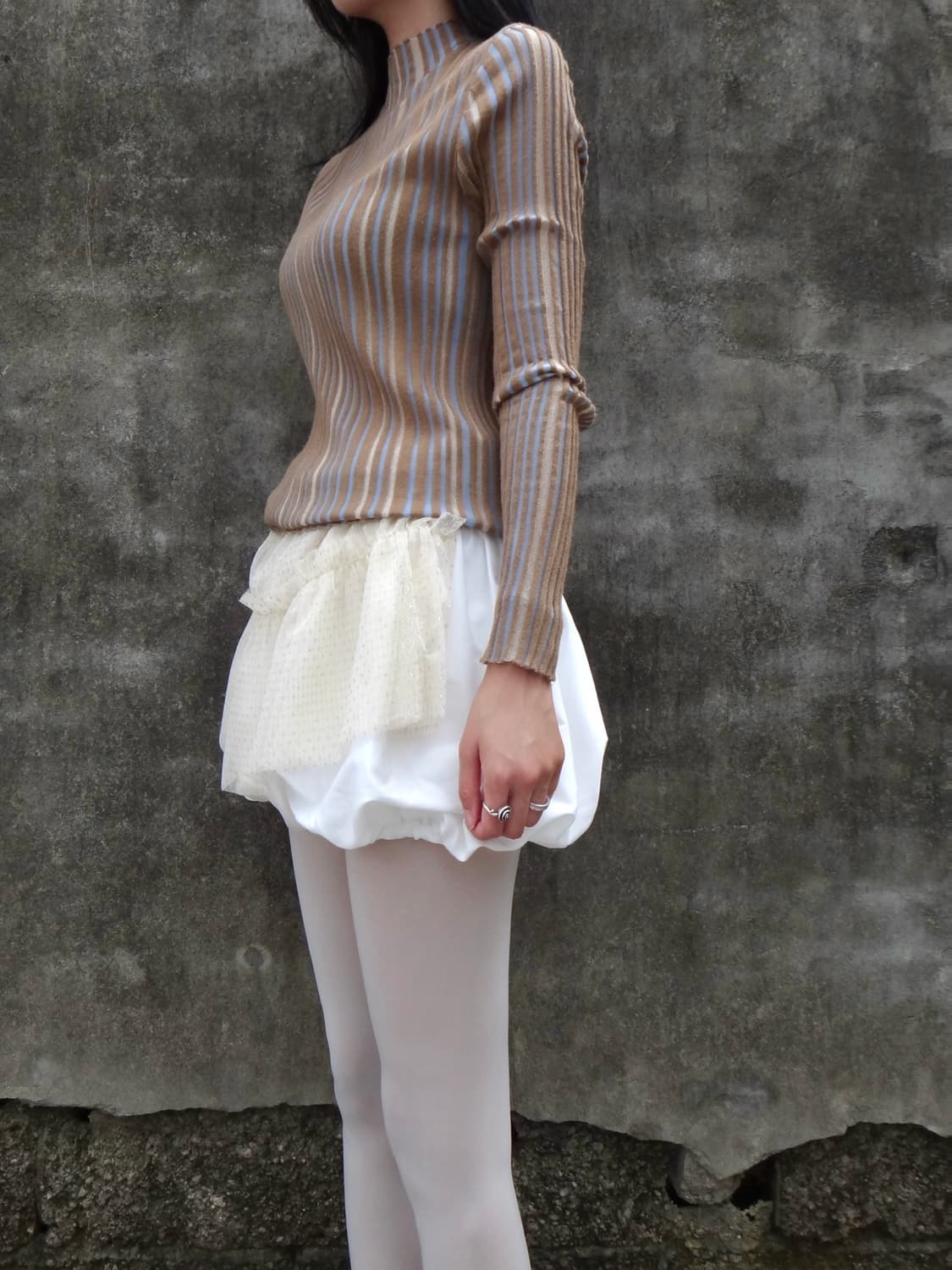 Vertical panel ribbed top / brown 상품이미지8