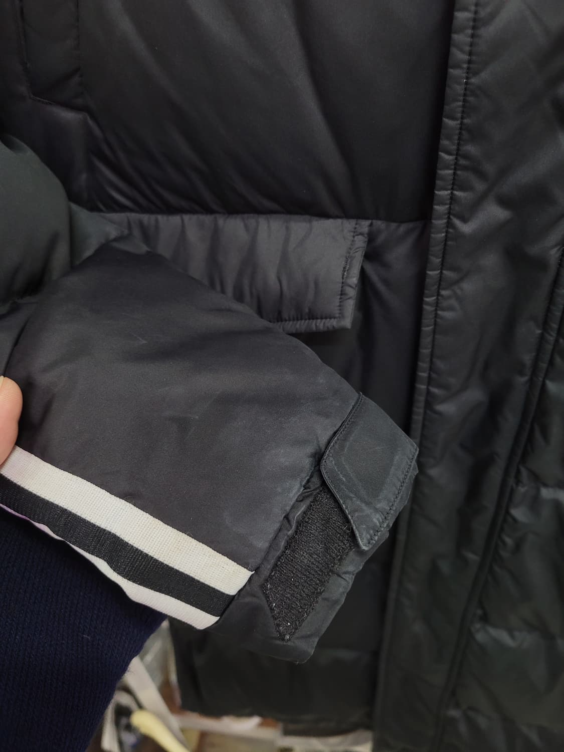 Adidas 아디다스 삼선 블랙 롱패딩 (오리털) 상품이미지4