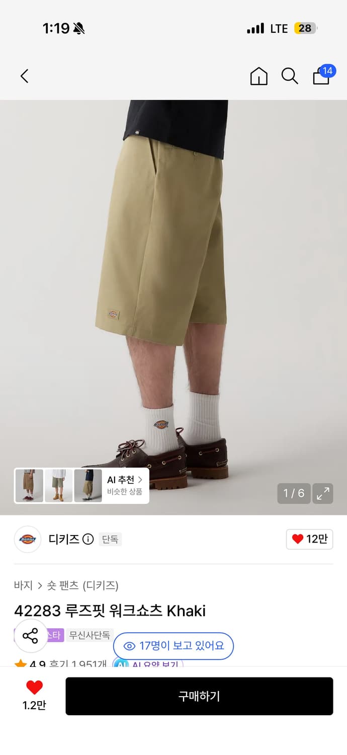 디키즈 42283 루즈핏 워크쇼츠 상품이미지7