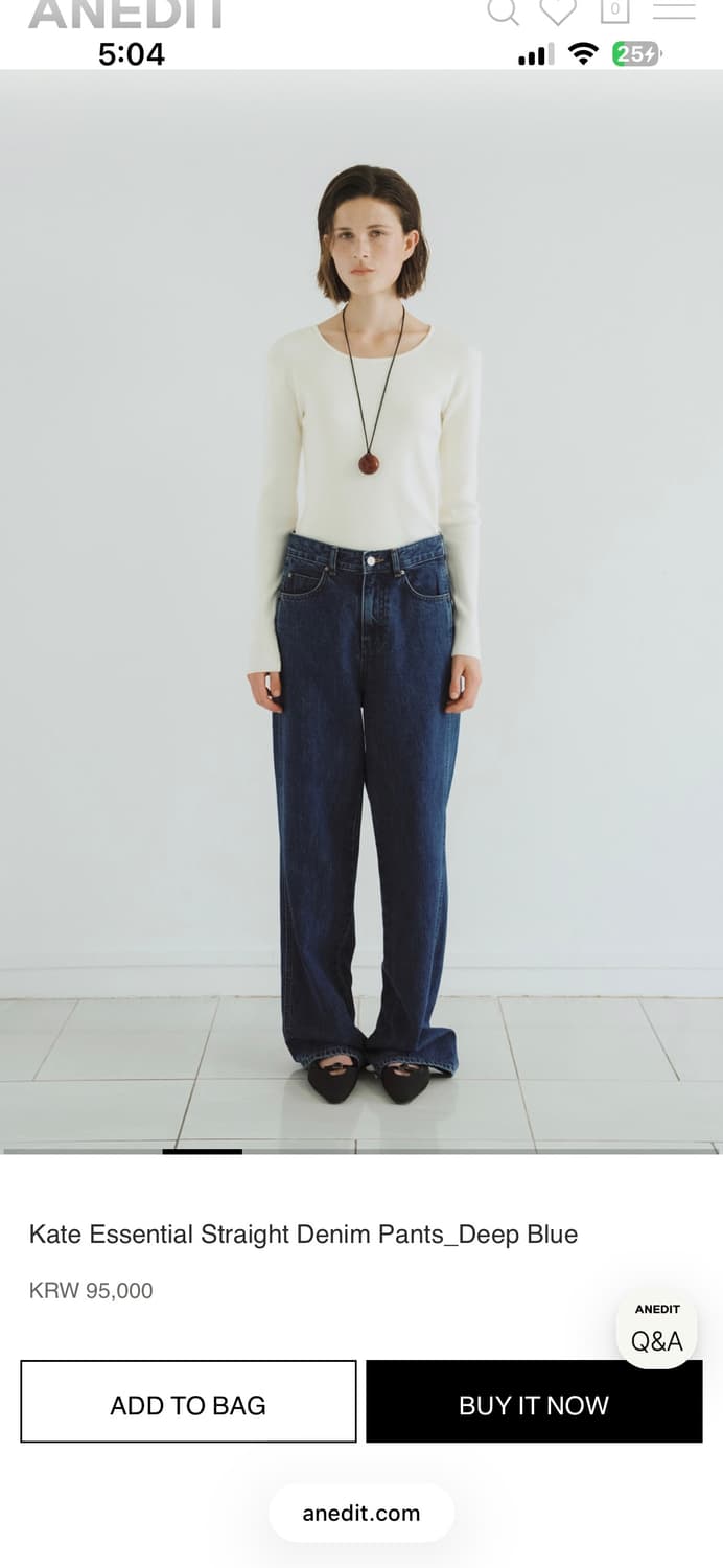 새제품 L / 언에디트 kate 에센셜 딥블루 청바지 스트레이트 데님 상품이미지1
