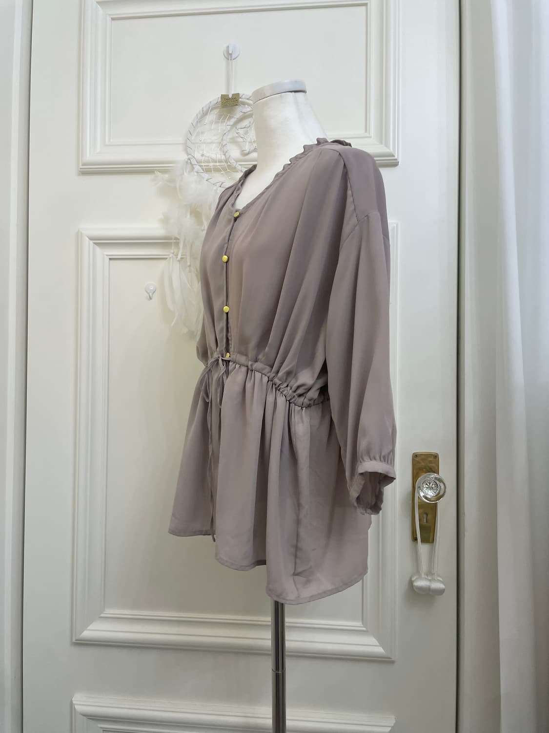 dark lavender gold button autumn blouse 상품이미지2