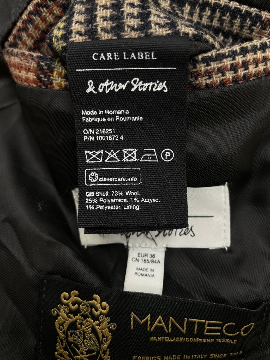 앤아더스토리즈 만테코 울 혼방 체크 코트 상품이미지5