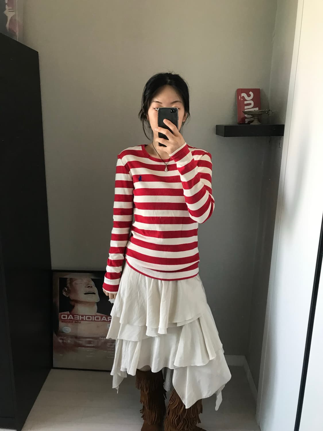 폴로 랄프로렌 포니 로고 스트라이프 레드 롱슬리브티 상품이미지4