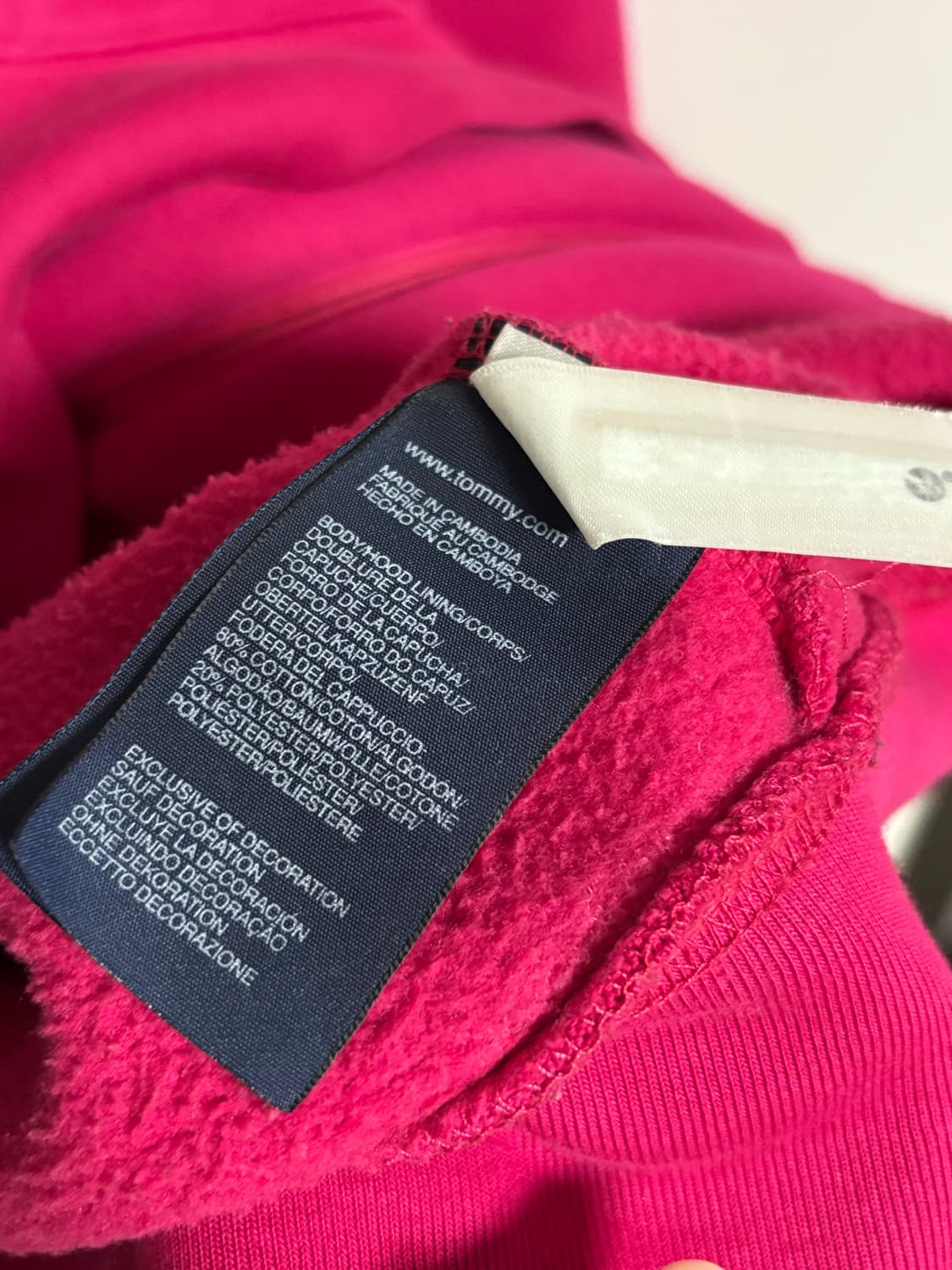 타미 힐피거 핫핑크 기모 후드 집업 상품이미지3