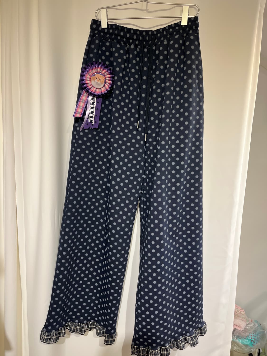 네이비 도트 프릴 바지 + 냥 로제트 세트 🐱 상품이미지7