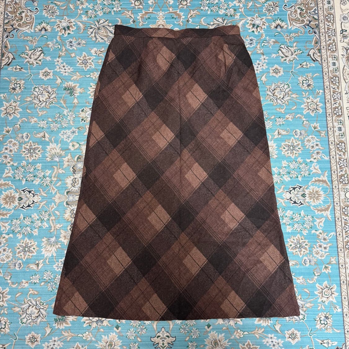 브라운 체크 빈티지 롱스커트 미착용 상품이미지1
