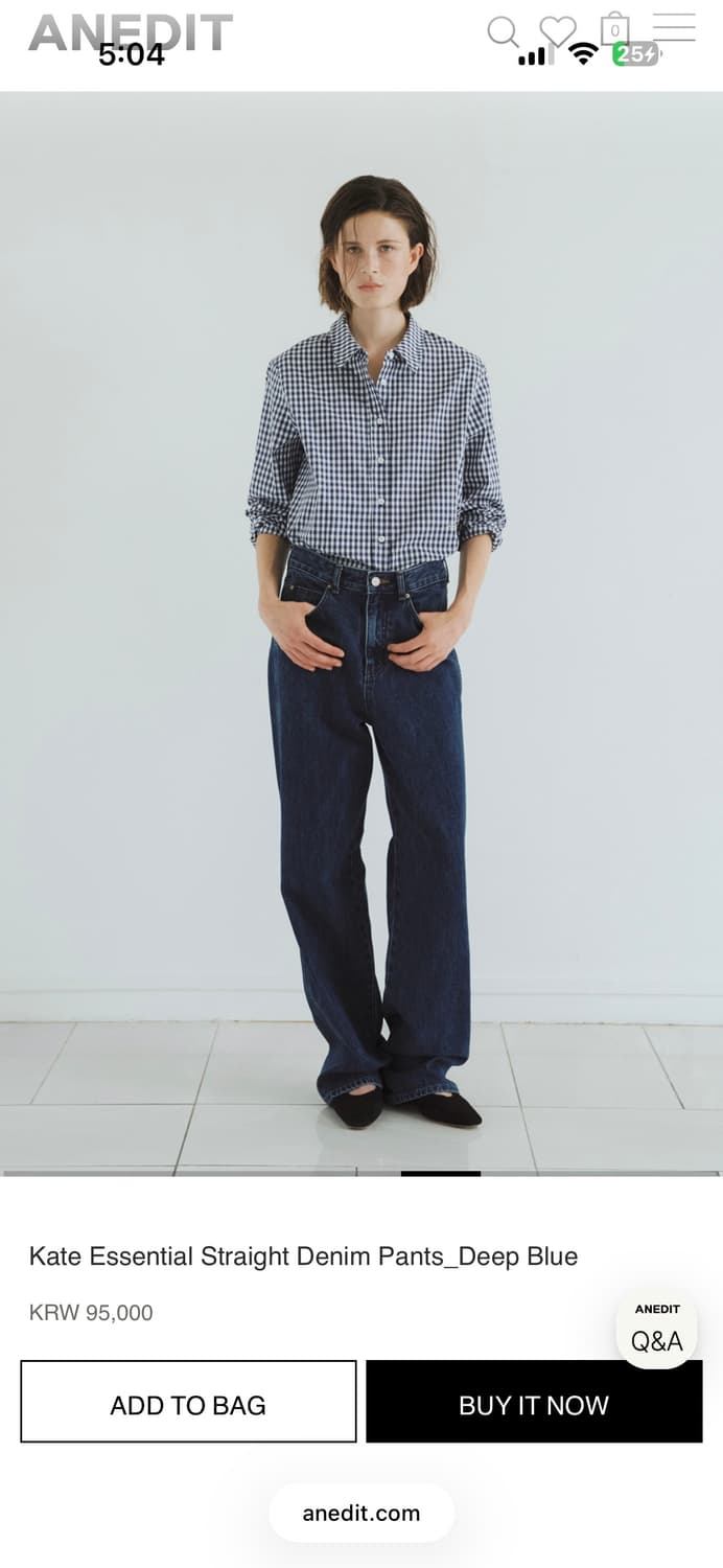 새제품 L / 언에디트 kate 에센셜 딥블루 청바지 스트레이트 데님 상품이미지3
