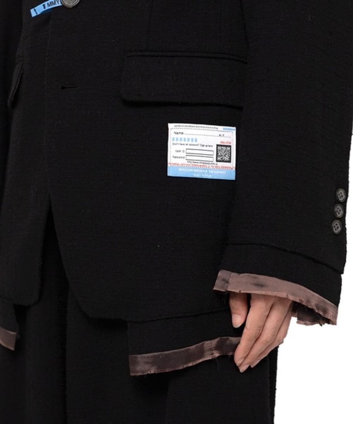 (W)미하라 야스히로 레이어드 부클레 블레이져 자켓 블랙 36사이즈 상품이미지8