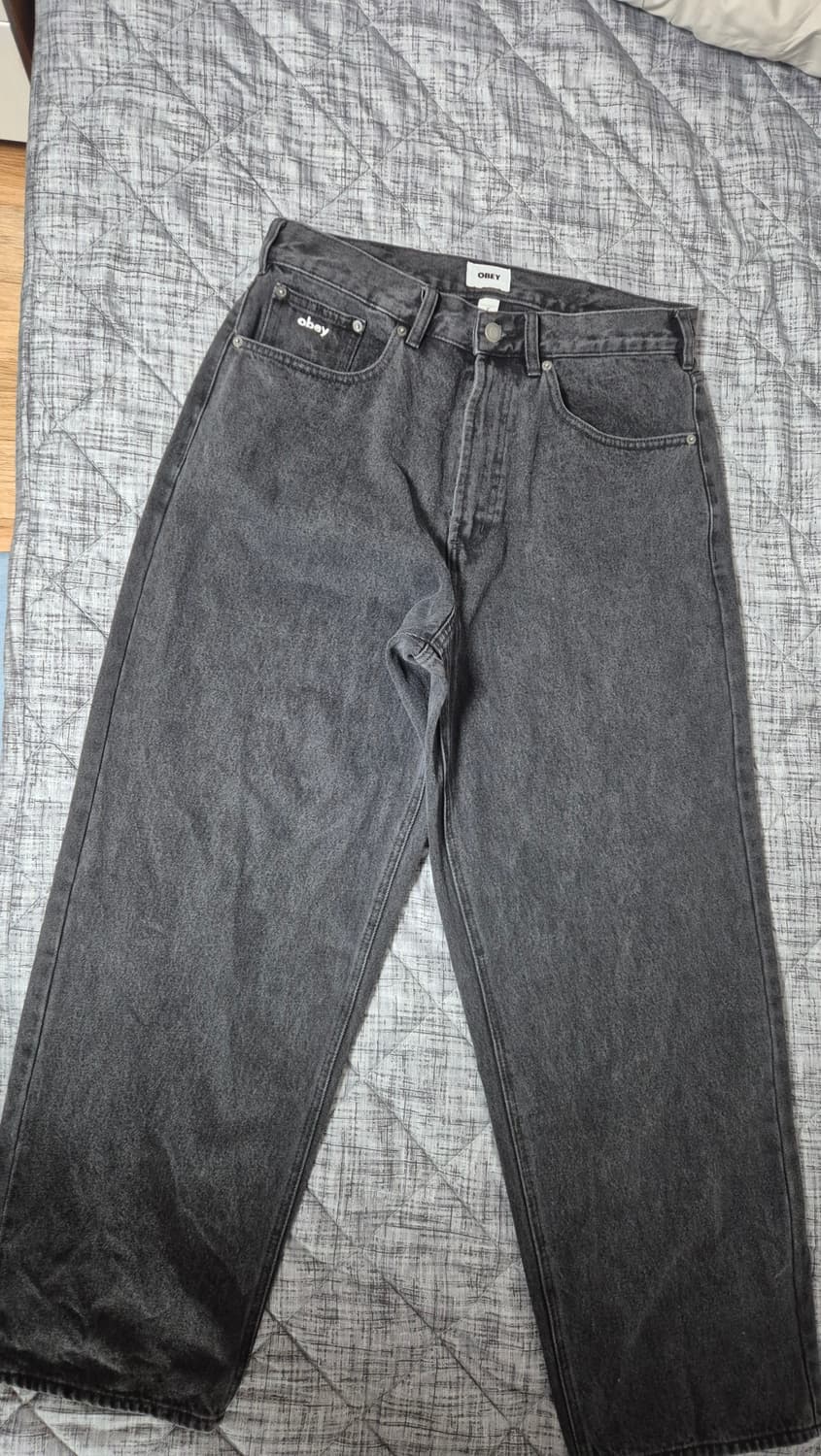 오베이 빅윅 배기 데님 흑청 32 상품이미지1