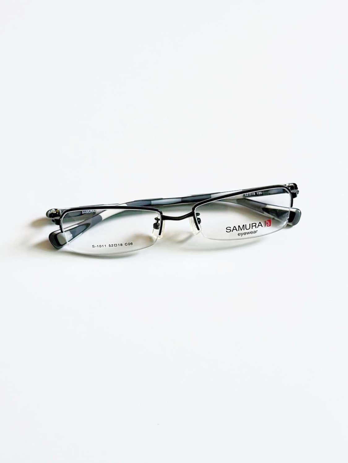 SAMURAI EYEWEAR 블랙 반무테 스퀘어 메탈 빈티지 안경 상품이미지2