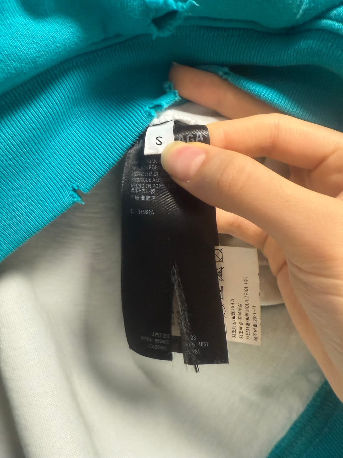 발렌시아가 캡스 디스트로이드 후드티 민트 상품이미지3