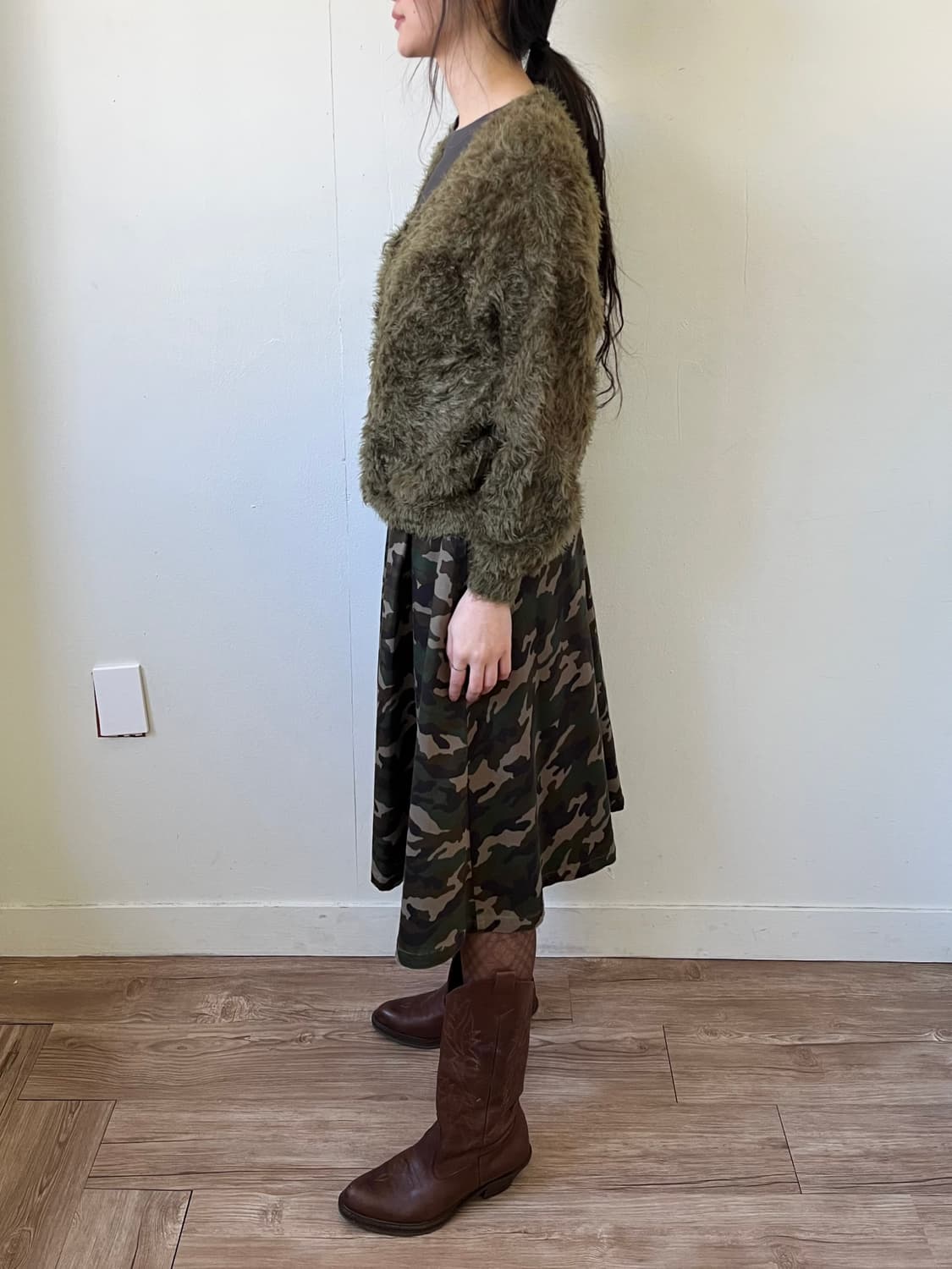 BROWNY 카모 플라쥬 스커트 상품이미지9