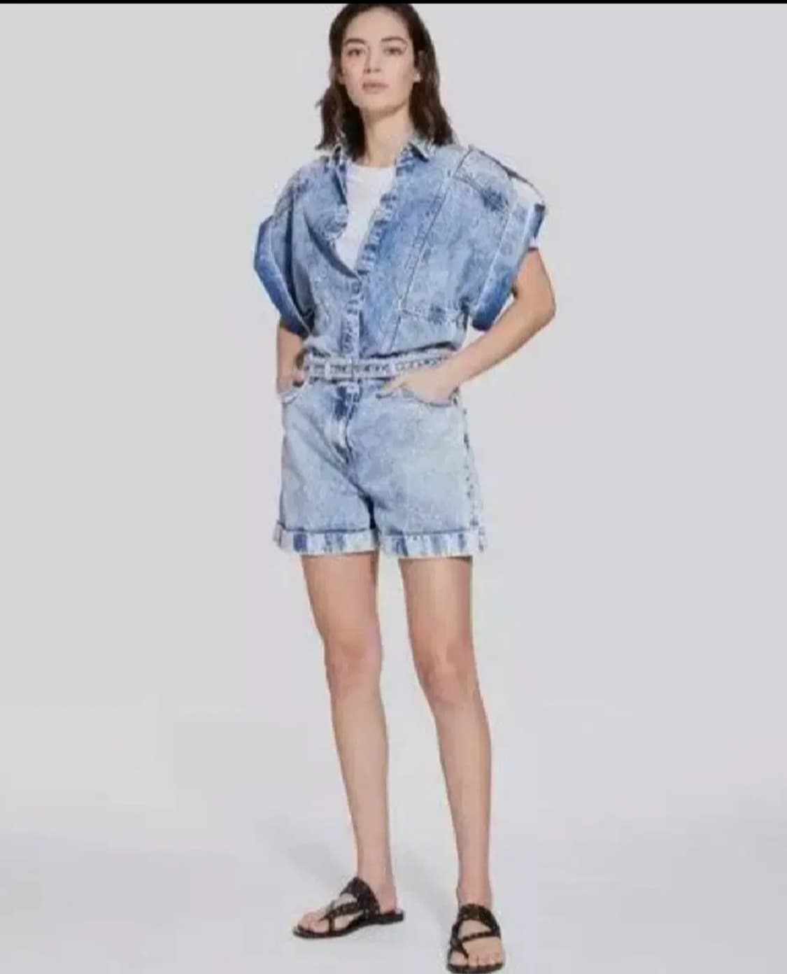 이로 데님 점프수트 44~55사이즈 상품이미지2