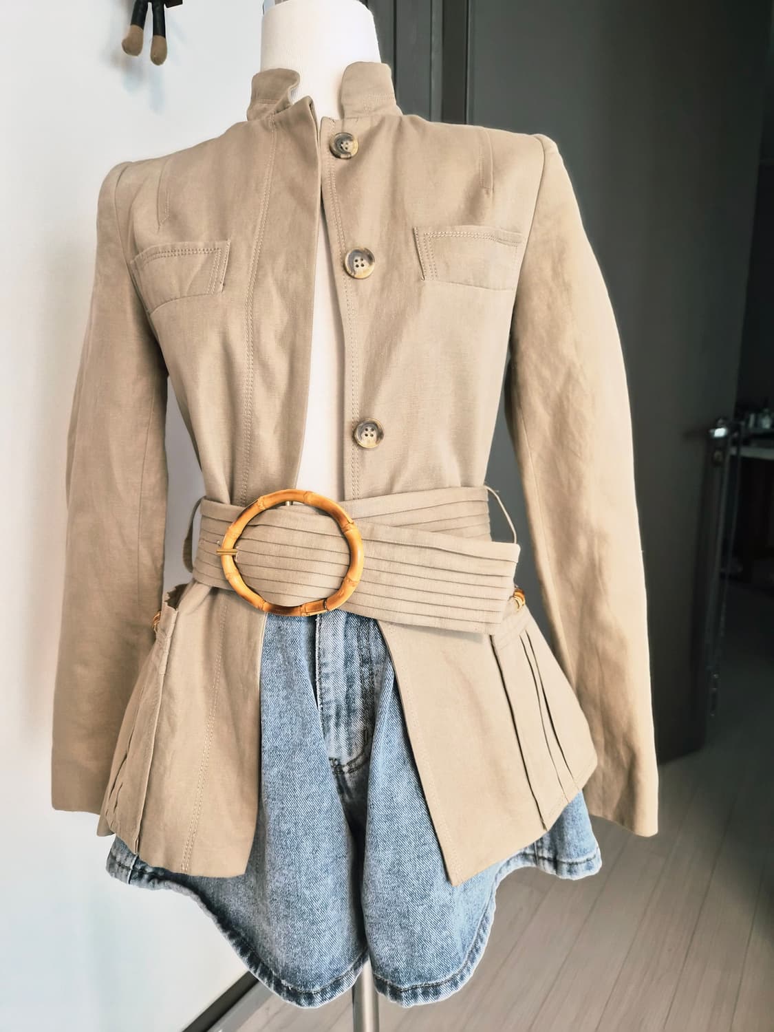 [ZARA] 자라 우먼 밤부 버클 린넨 혼방 사파리 자켓 (S) 상품이미지2