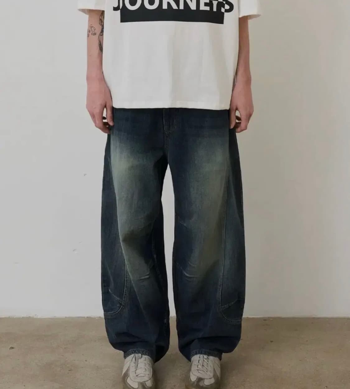 노운 커브드 데님 팬츠 딥블루 상품이미지1