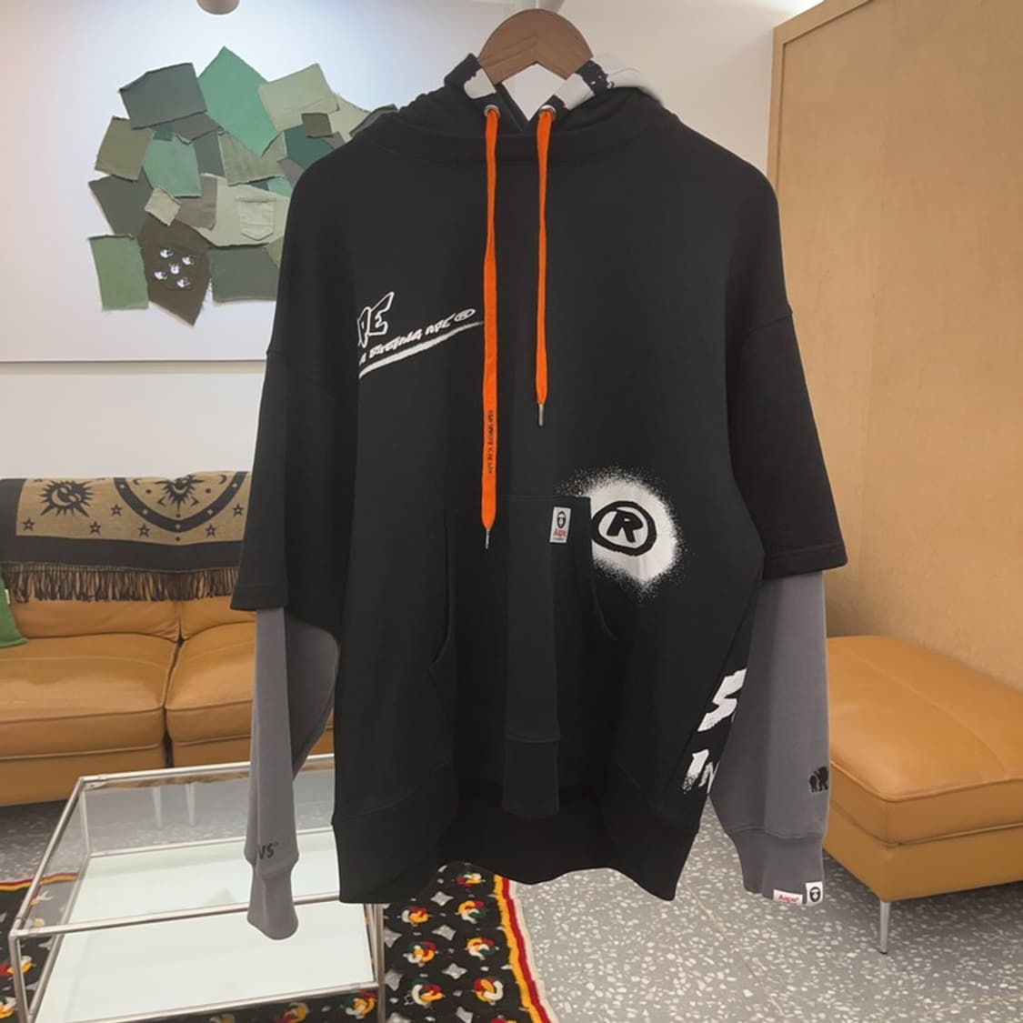 베이프 에이프 심볼리즘 스트릿 힙합 레이어드 후드티 M C06703 상품이미지3