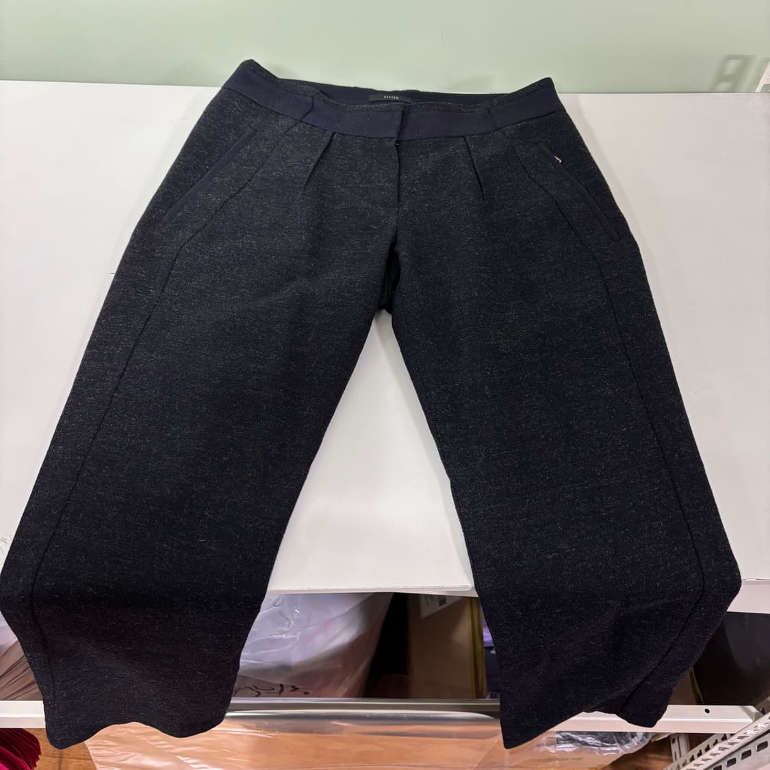 우먼S-M 시스템 블랙 슬림핏 울 팬츠 상품이미지2