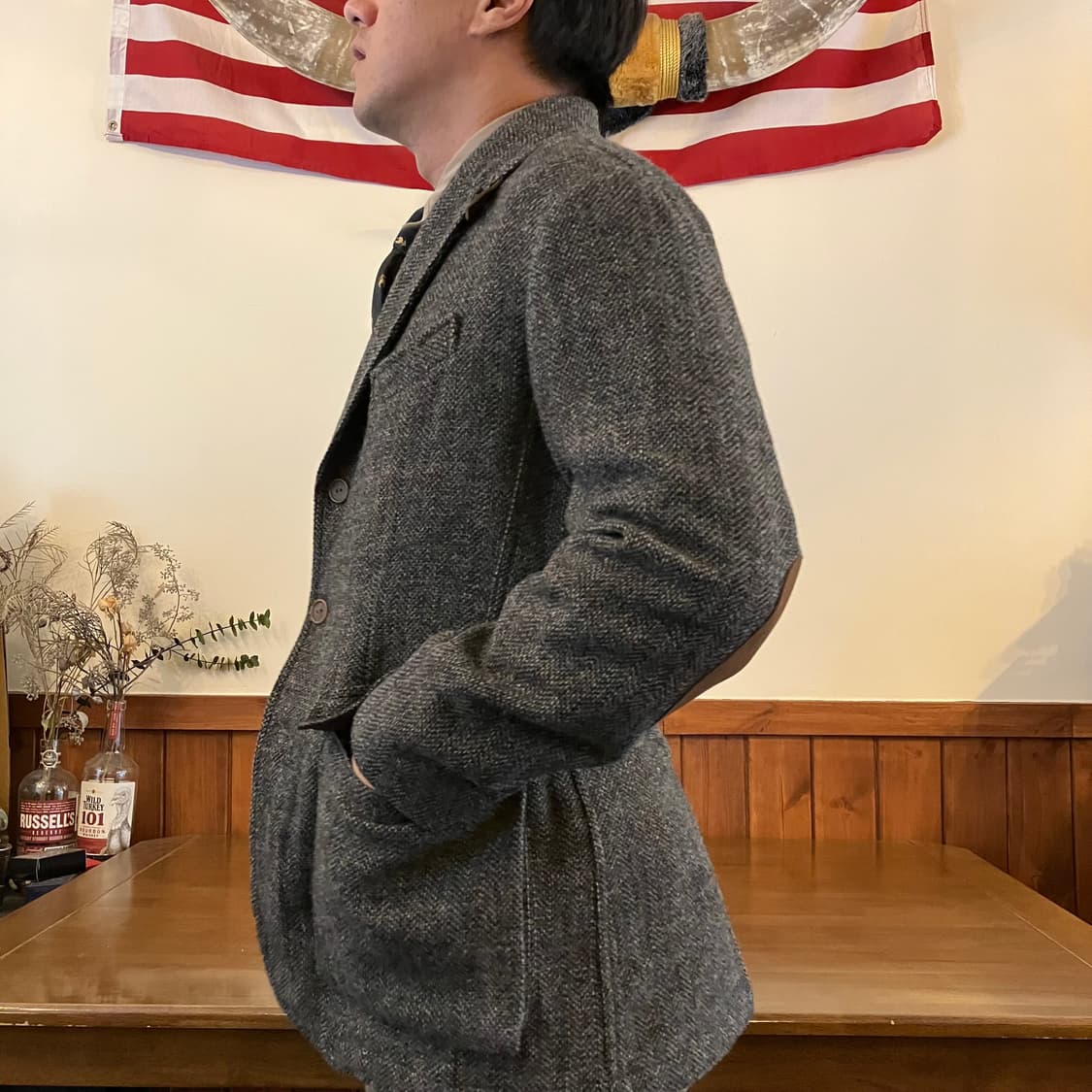 R.R.L 엘보우 패치 3B 울 트위드 스포츠 코트 M 상품이미지9