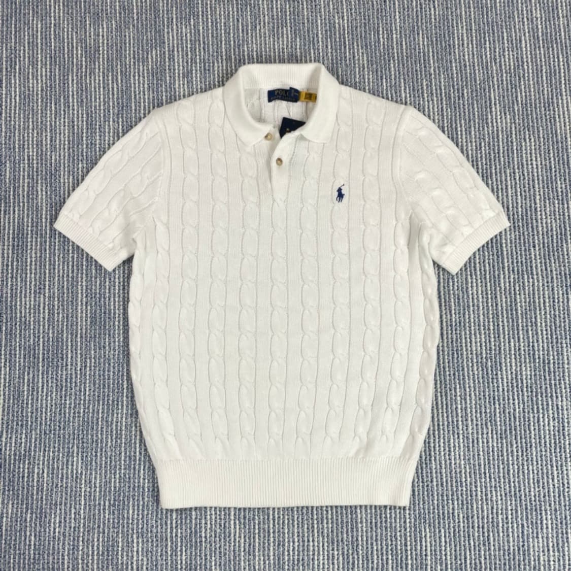 XXL / 폴로 랄프로렌 케이블 PK 2버튼 반팔니트 화이트(블루포니) 상품이미지1