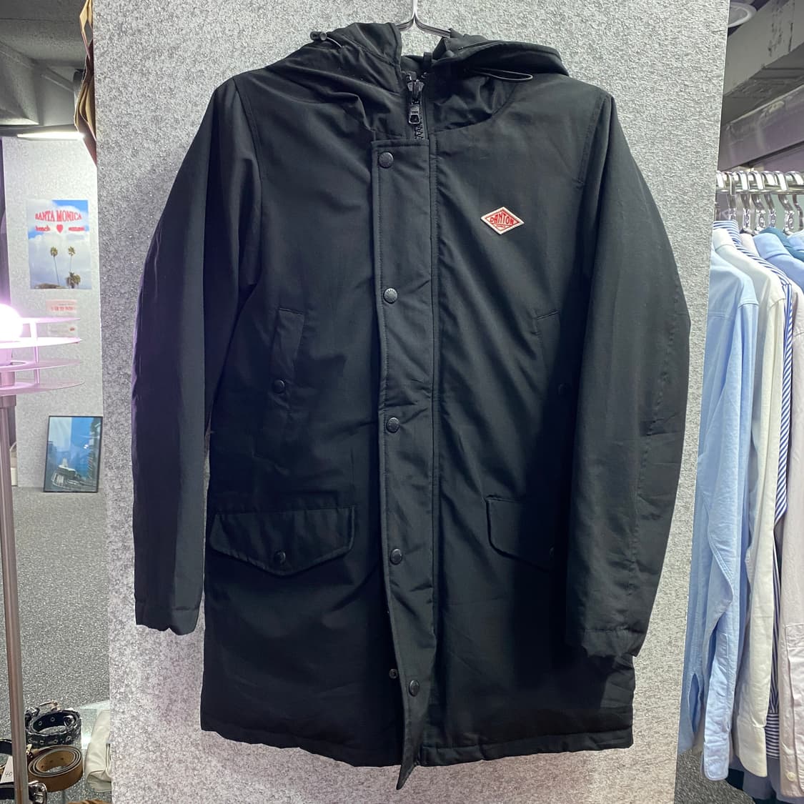 단톤 자수로고 투웨이 블랙 다운 롱패딩 B3563 상품이미지2