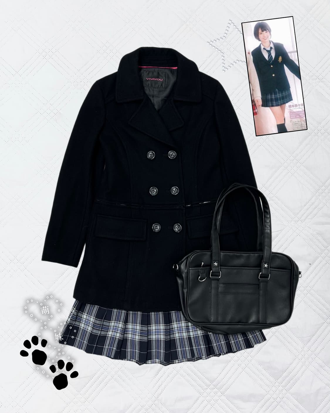 ꒰ঌ 니혼진 도쿄걸 블랙 캣 🐈‍⬛ 코트 ໒꒱ 상품이미지1