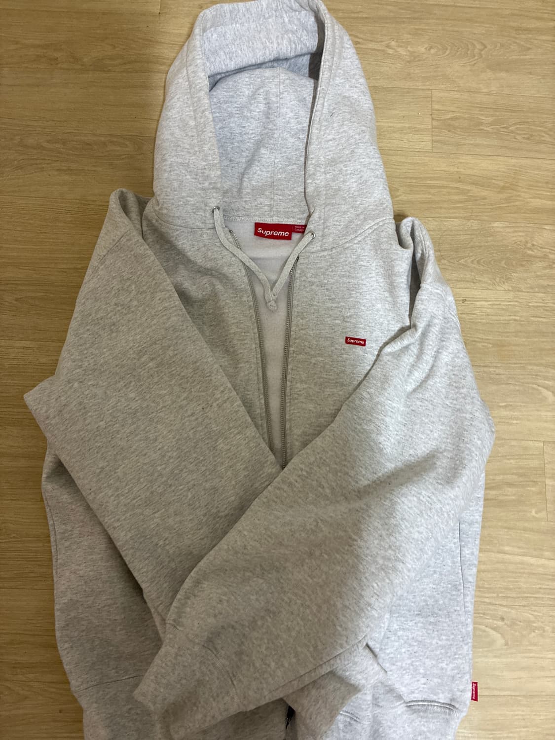슈프림 스몰로고 후드집업 에쉬그레이 상품이미지1
