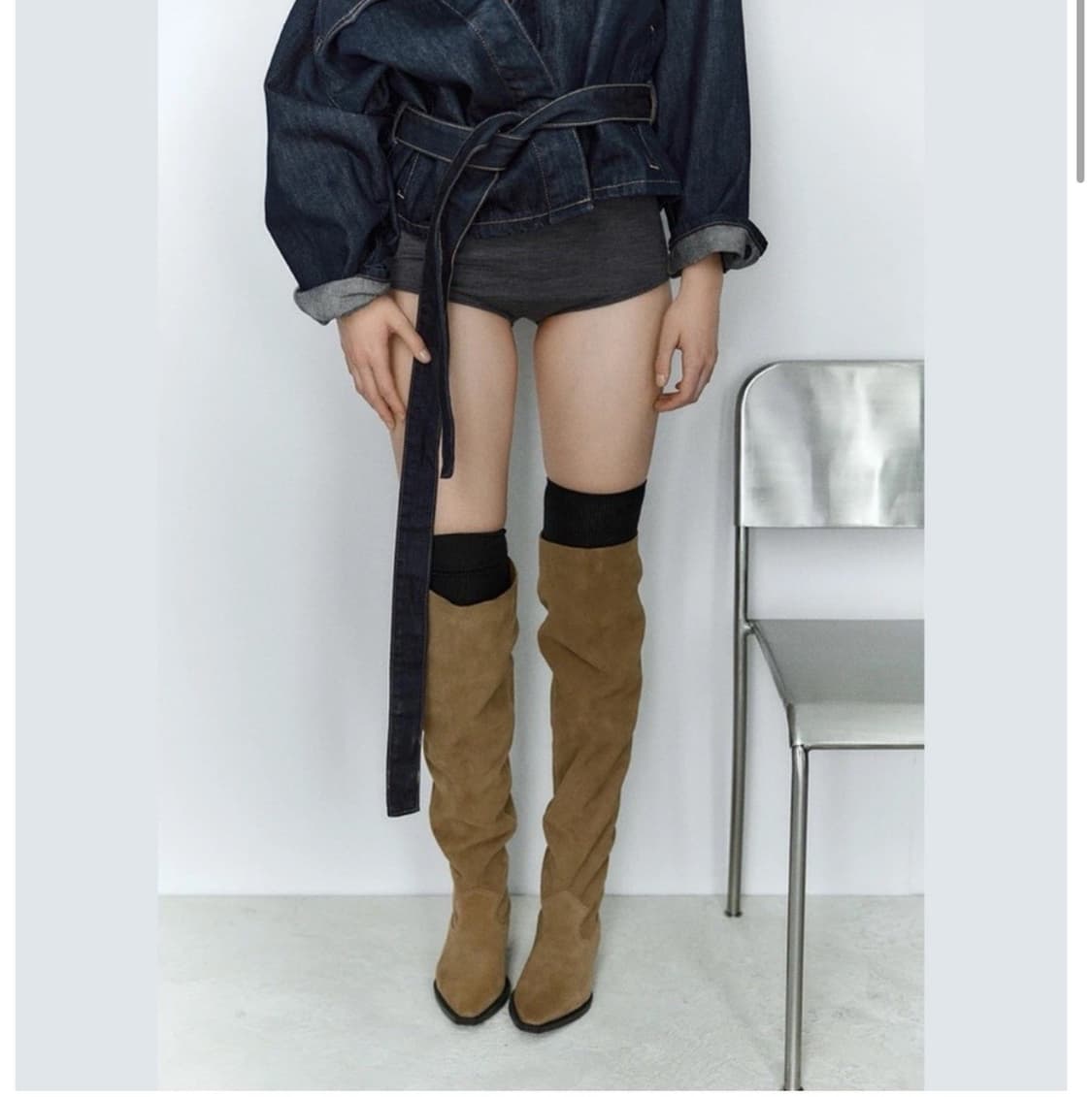 자라 오버사이즈 카우보이 스웨이드 부츠 상품이미지1