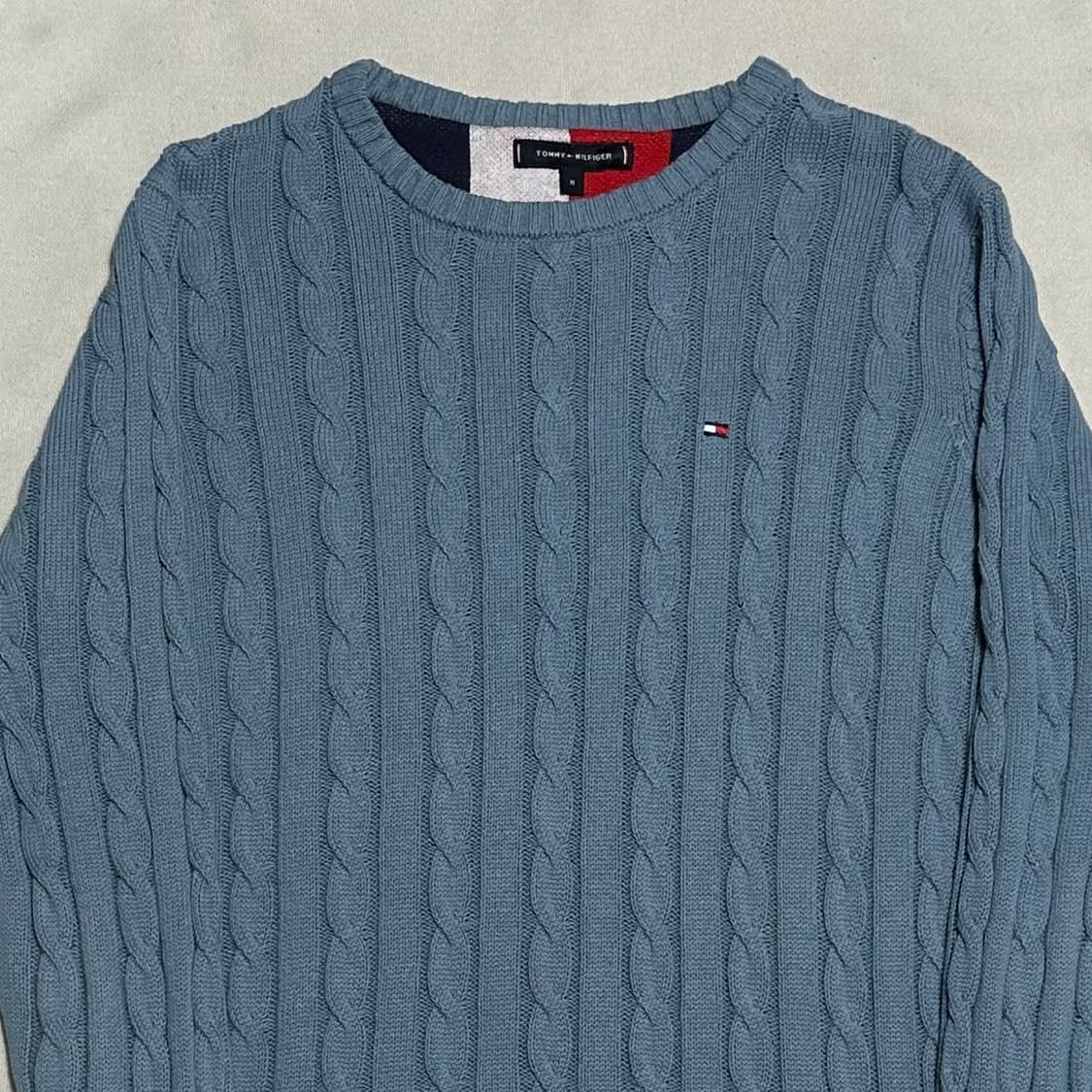M 타미힐피거 스카이블루 케이블 니트 상품이미지1