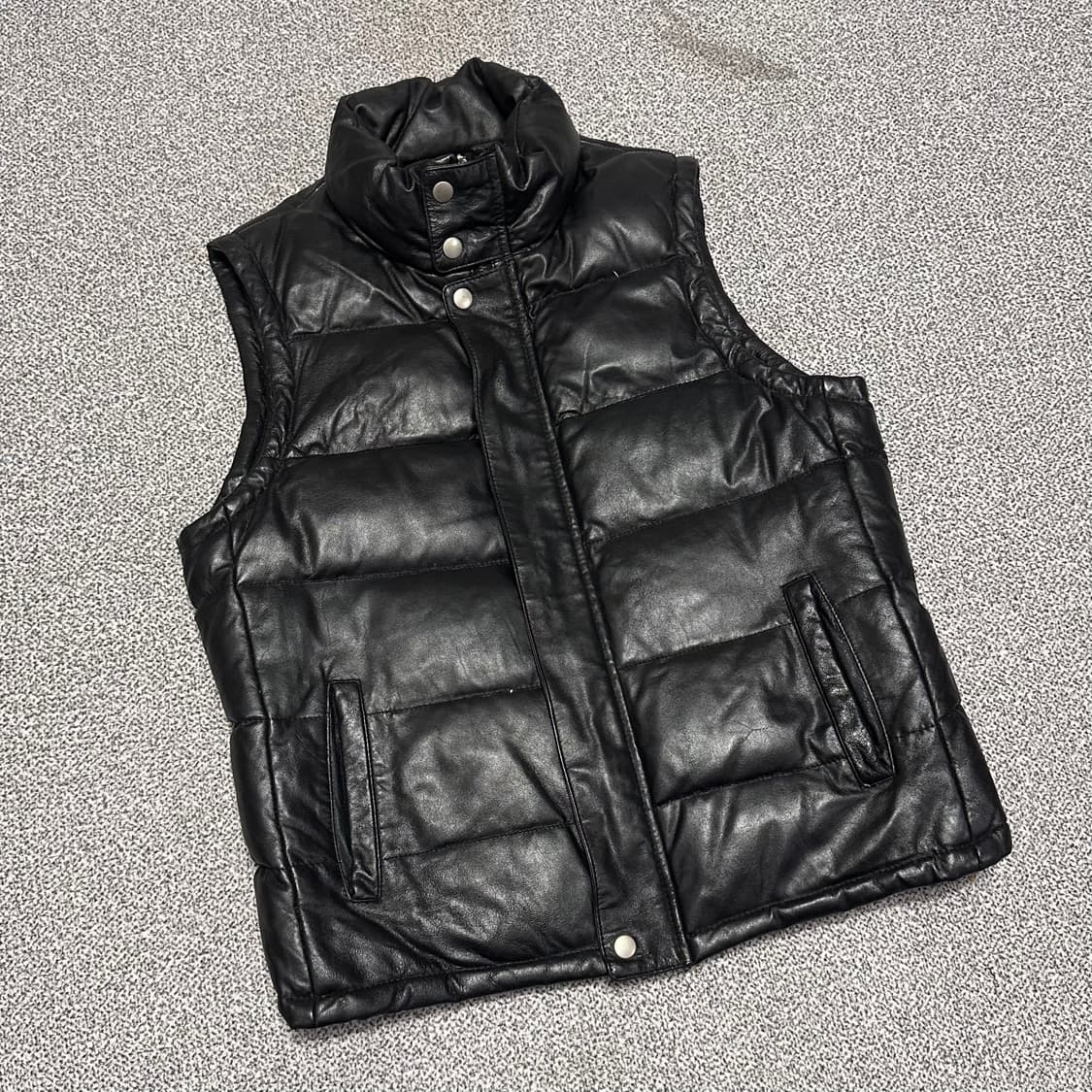 빈티지 레더 패딩 조끼 상품이미지1