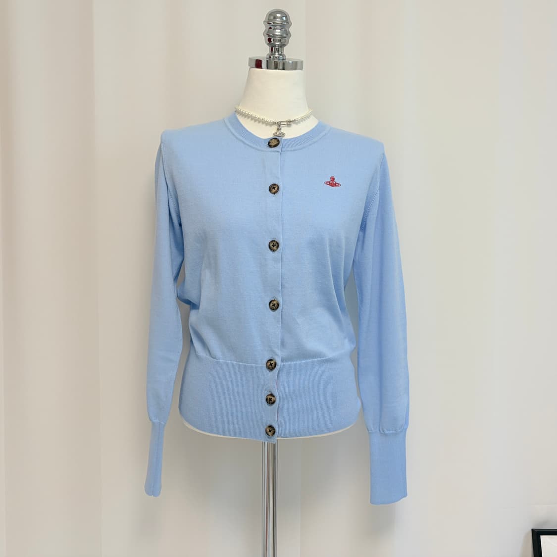 비비안웨스트우드 베이직 코튼 가디건 파스텔 블루 상품이미지5