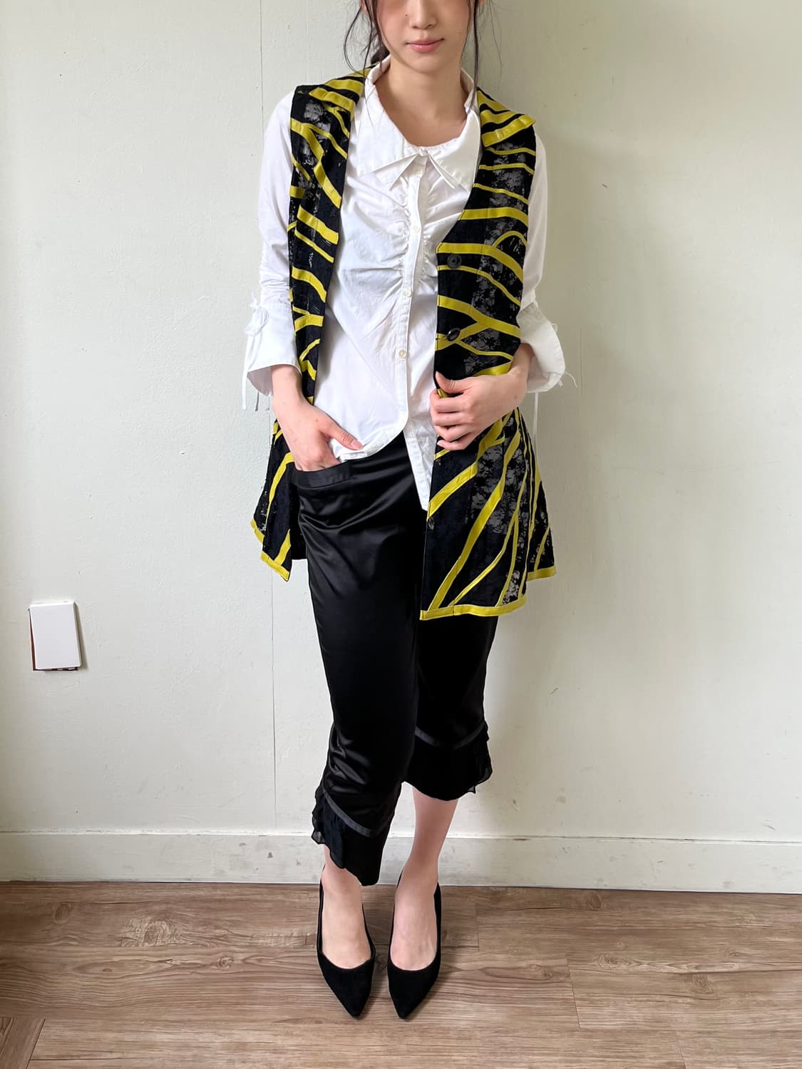 Japan vtg 시스루 레더 베스트 자켓 상품이미지6