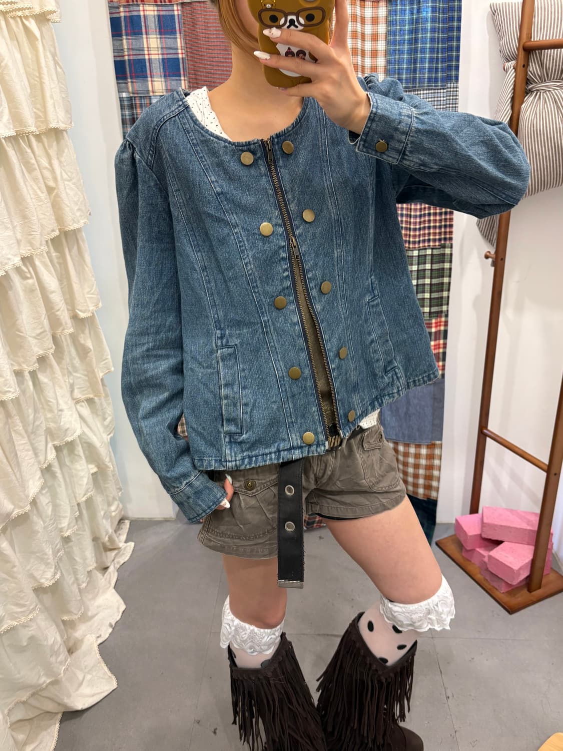 데님 더블 단추 투웨이 자켓 상품이미지2