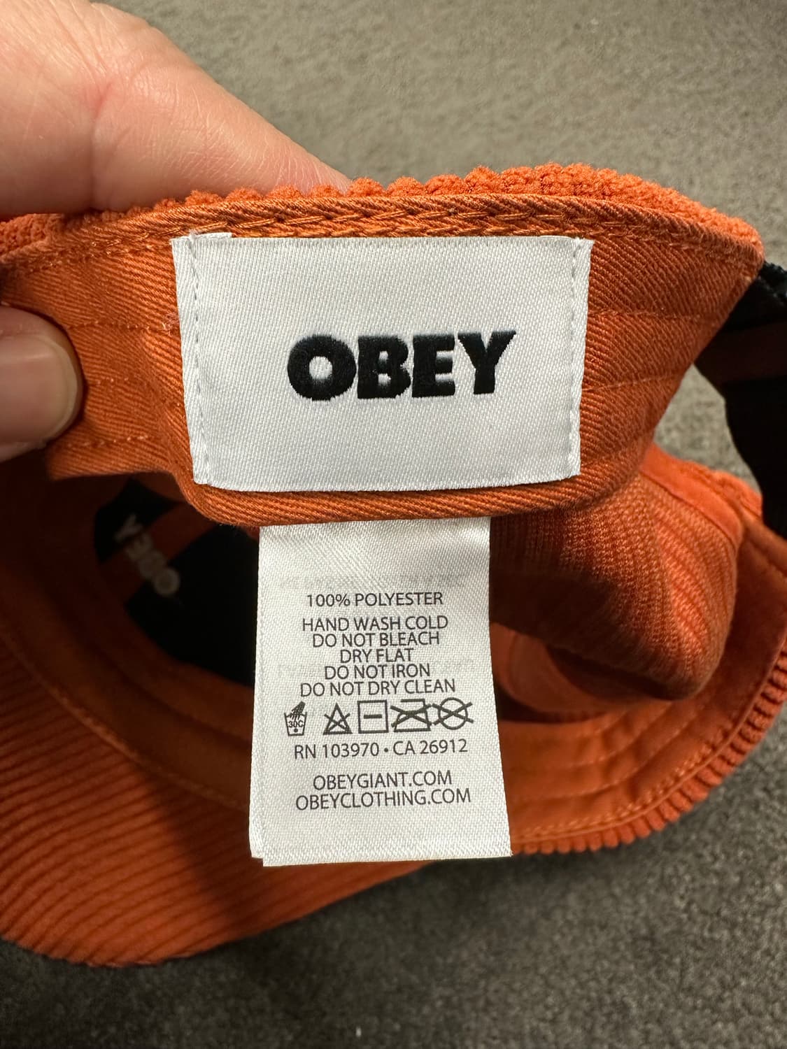 오베이 코듀로이 볼캡 주황색 상품이미지3